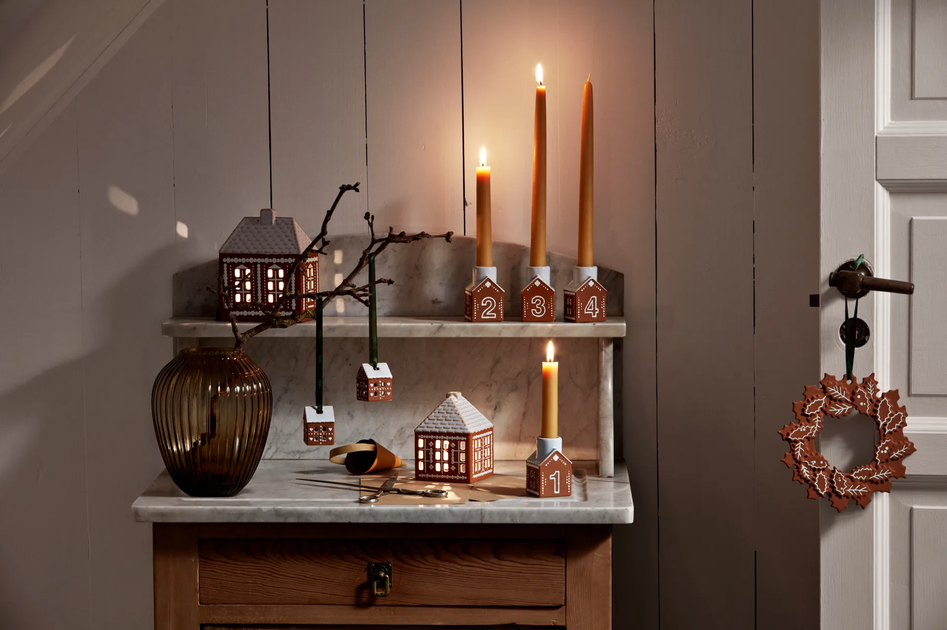 Décoration de Noël Gingerbread 5 cm, Lot de 2, Marron Kähler