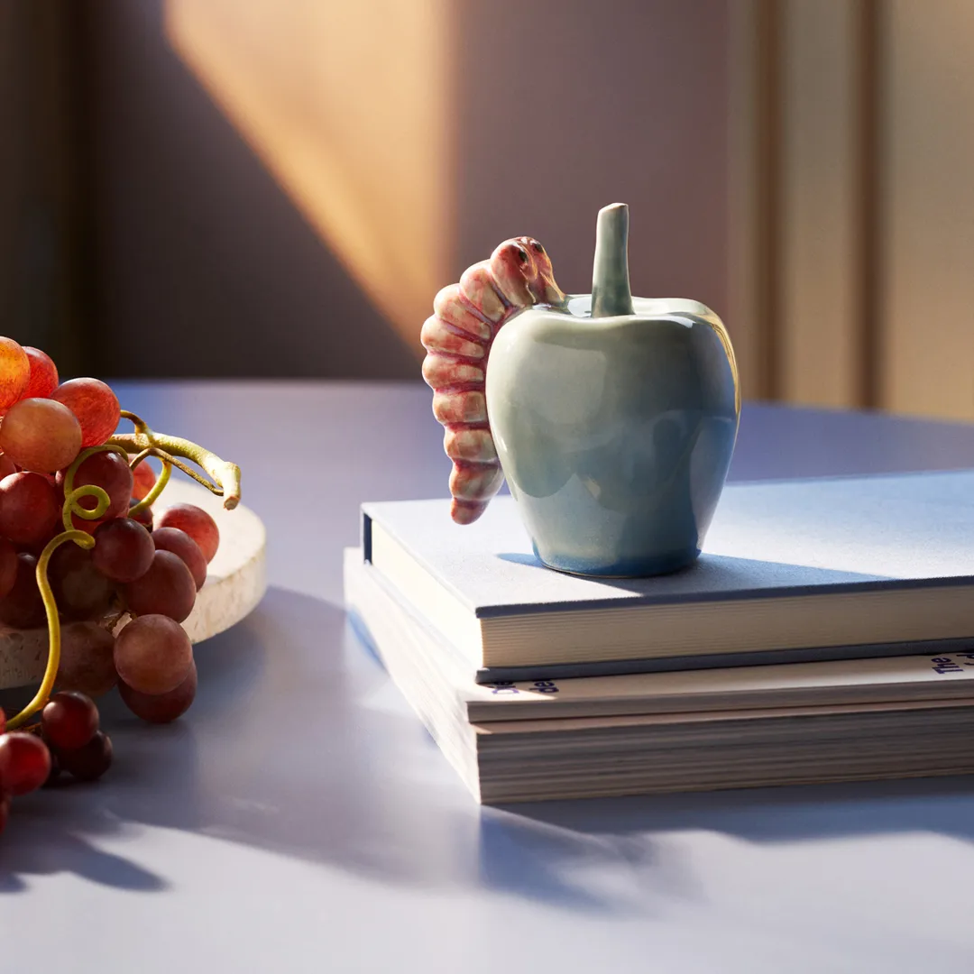 Décoration Poppery pomme avec chenille, Mint-pink Kähler