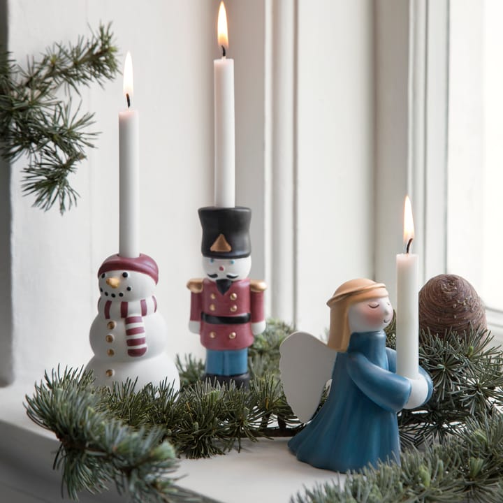 Figurine en porcelaine Kähler Christmas Bonhomme de neige - Blanc-noir-rouge - Kähler