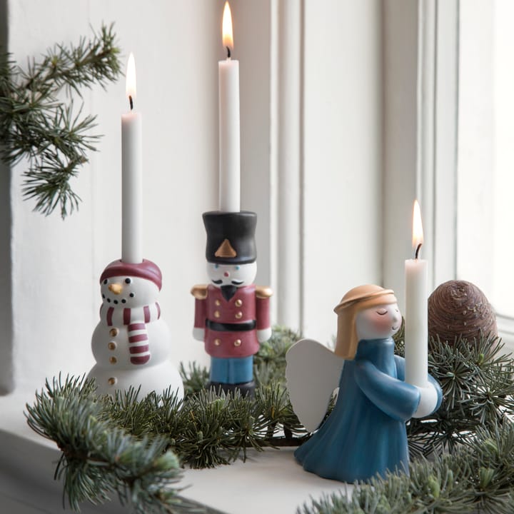 Figurine en porcelaine Kähler Christmas Bonhomme de neige, Blanc-noir-rouge Kähler