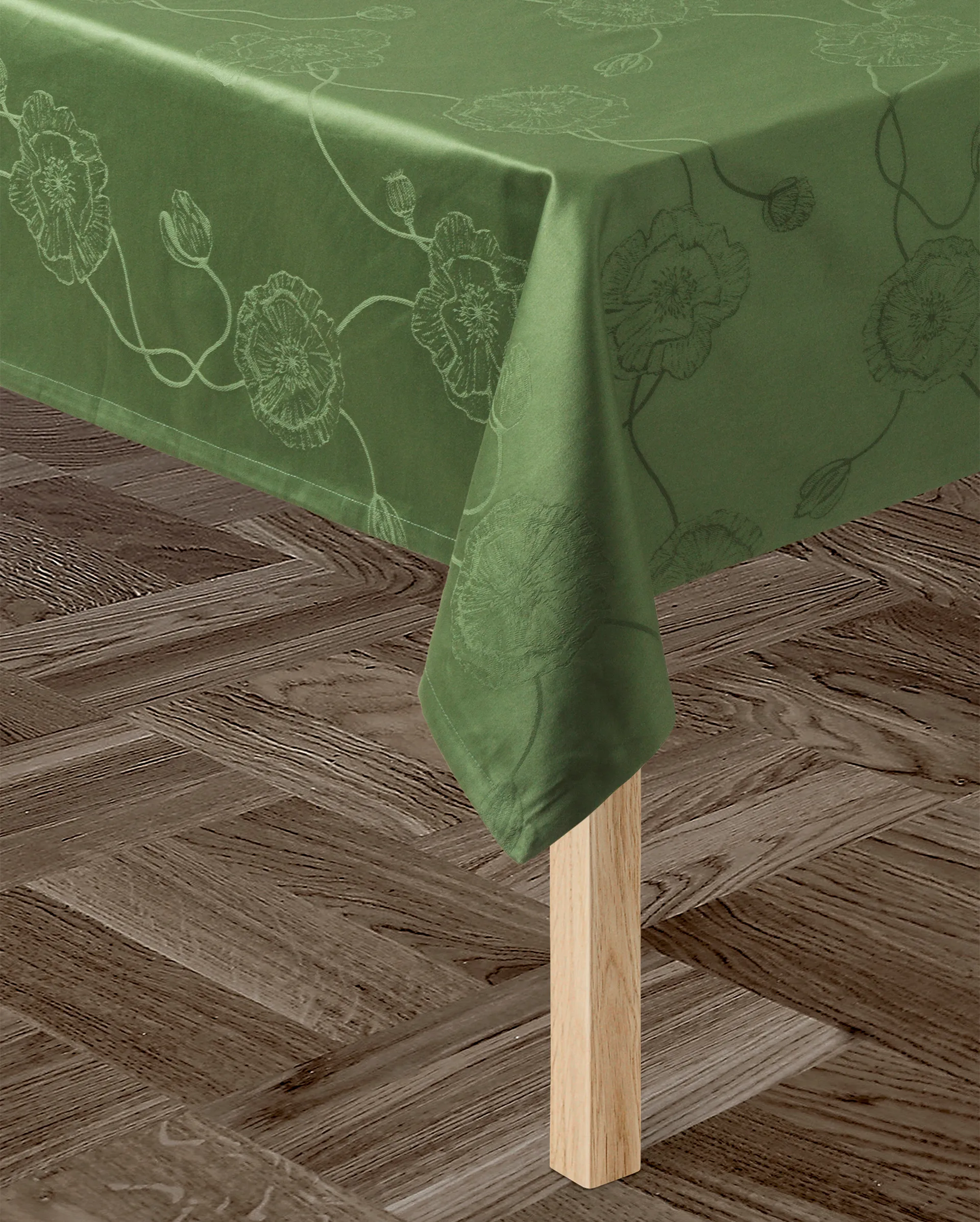 Nappe damassée verte Hammershøi Poppy, 150x370 cm Kähler