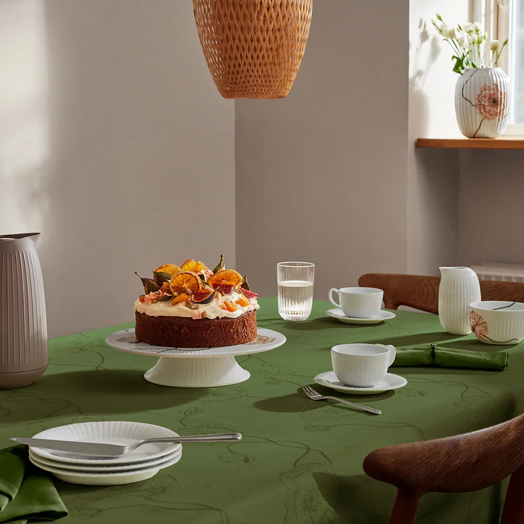 Nappe damassée verte Hammershøi Poppy, 150x370 cm Kähler