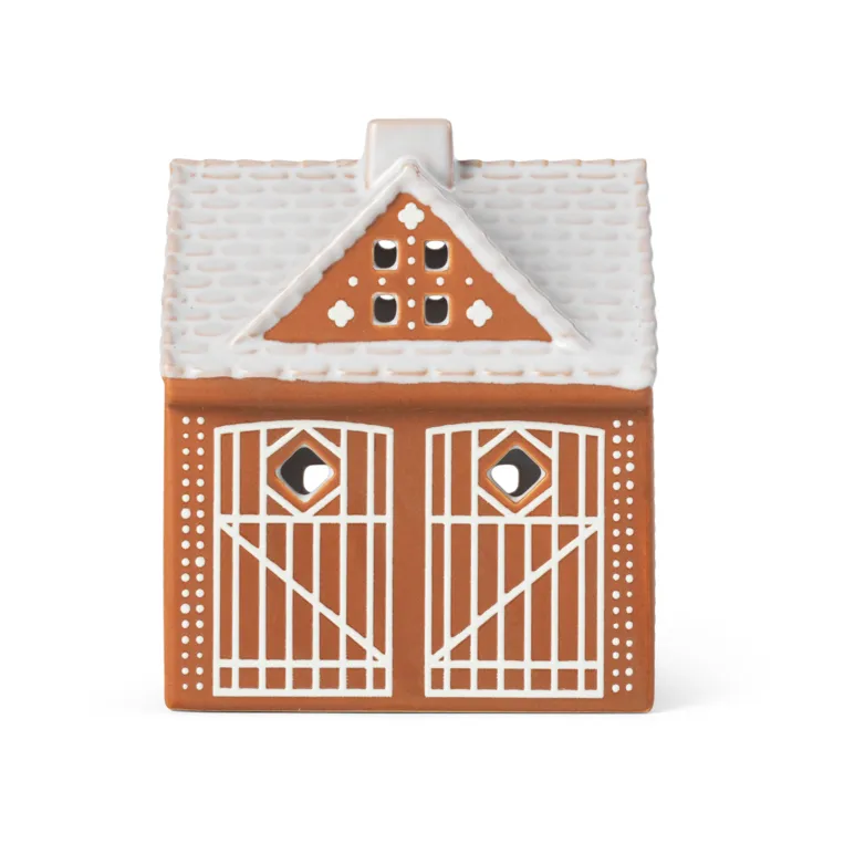 Photophore Gingerbread, Christmas barn 11,5 cm Kähler