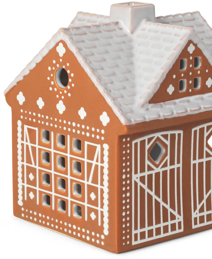 Photophore Gingerbread, Christmas barn 11,5 cm Kähler