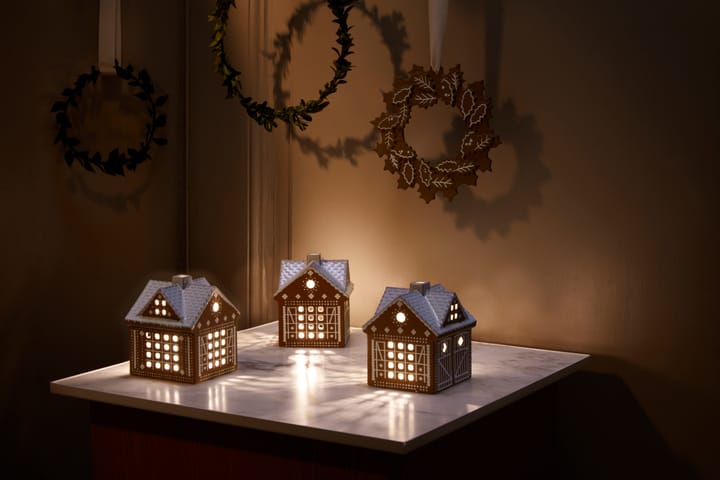 Photophore Gingerbread, Christmas barn 11,5 cm Kähler