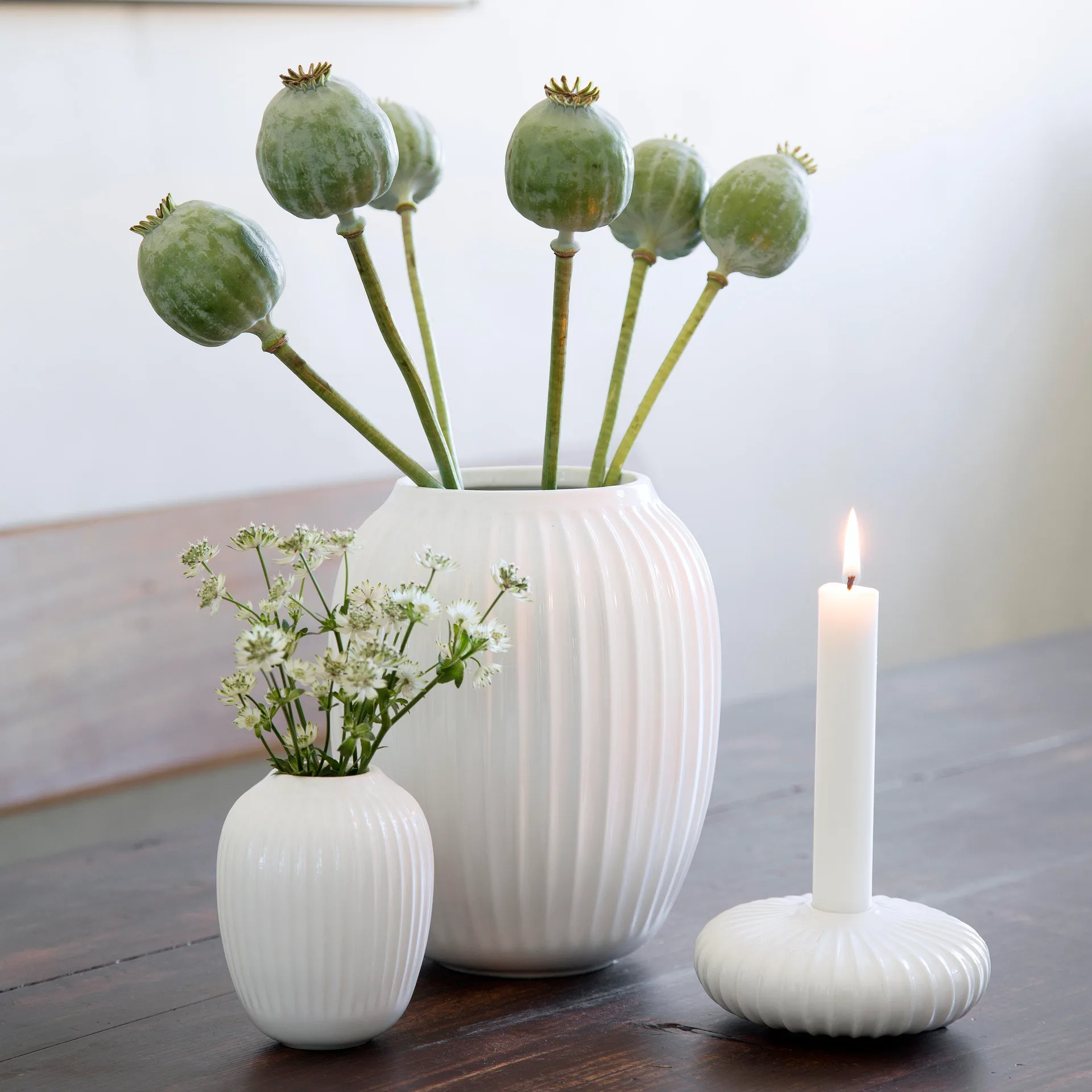Vase Hammershøi, Blanc, moyen 21 cm Kähler