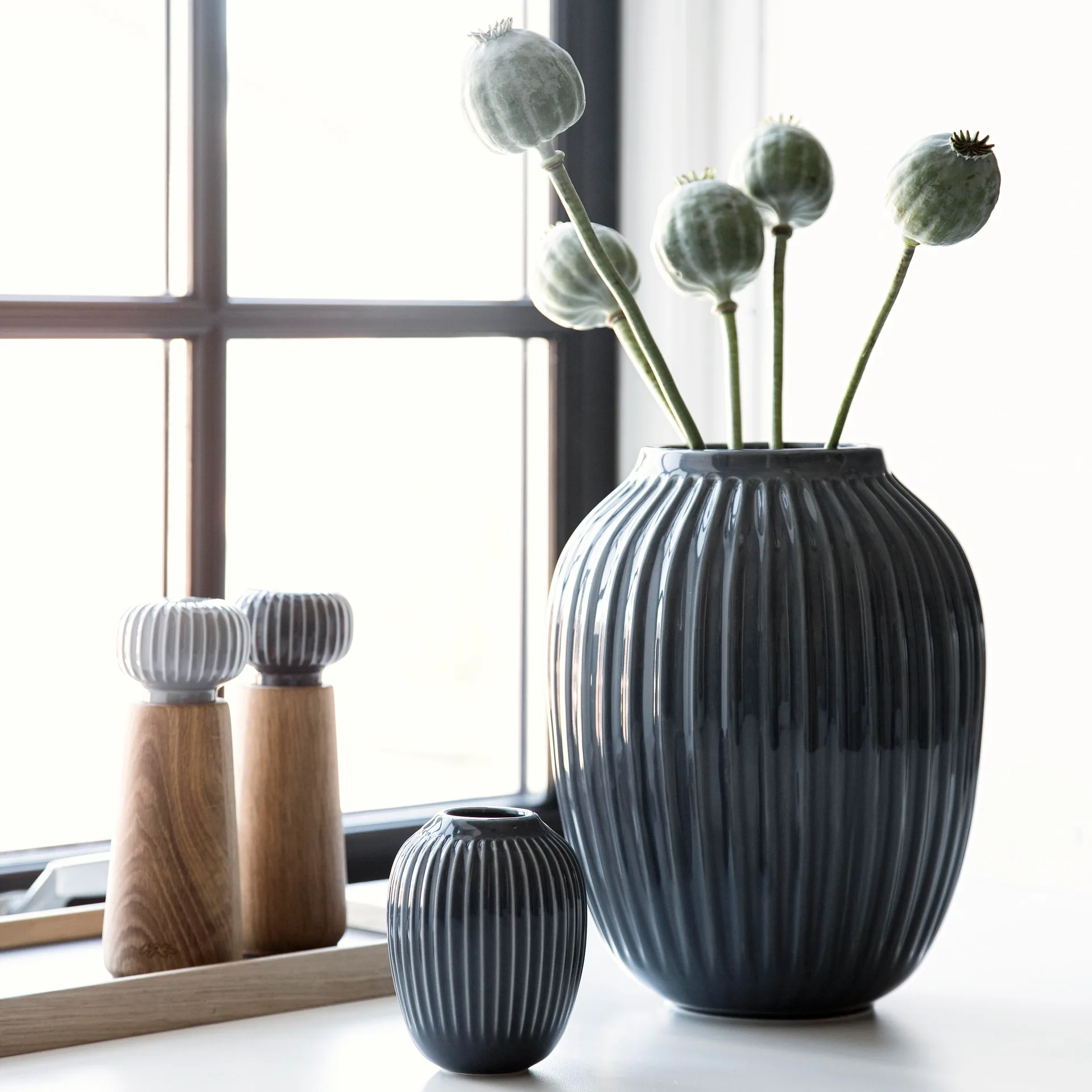 Vase Hammershøi, Gris anthracite, mini 10 cm Kähler