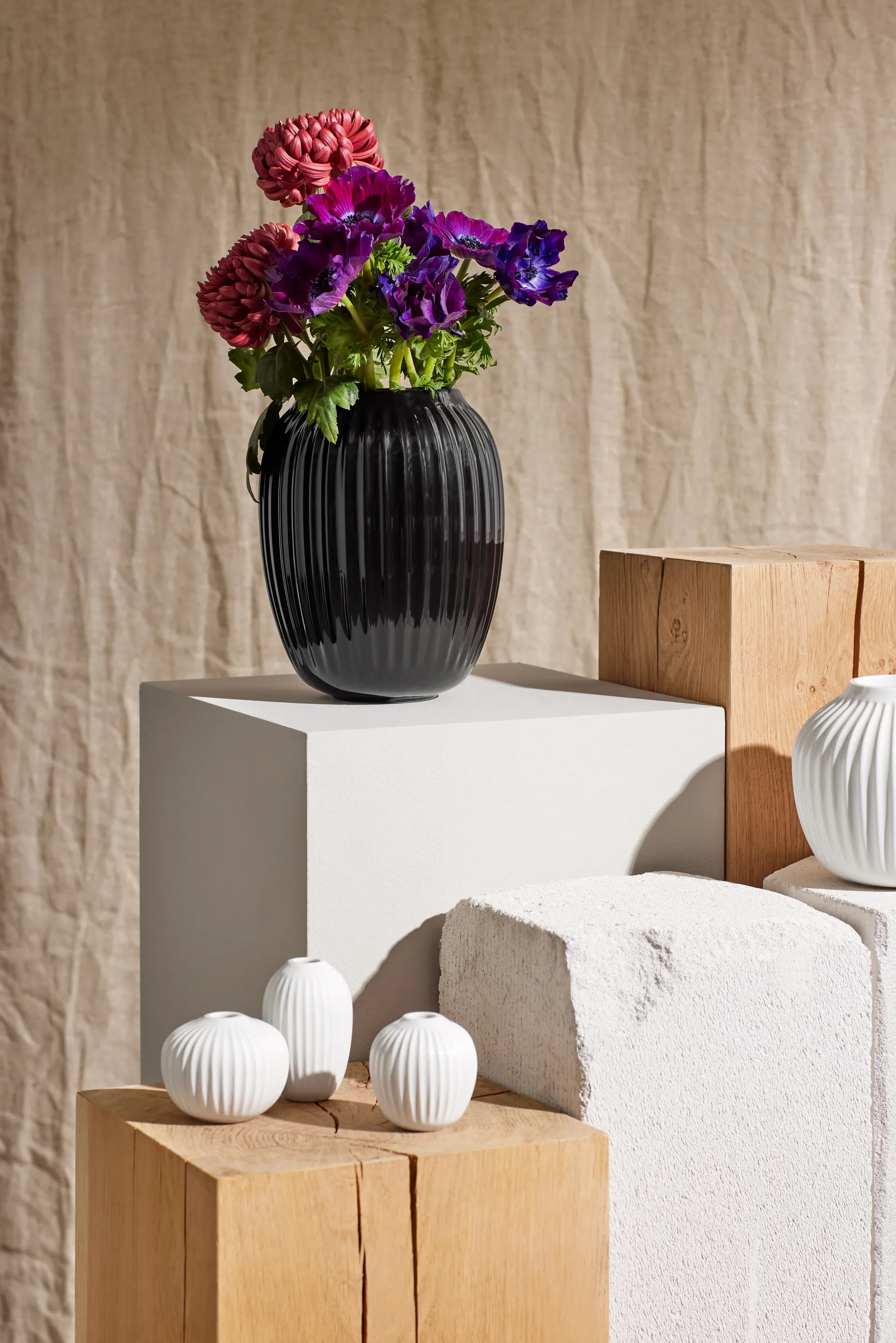 Vase Hammershøi, Noir, moyen 21 cm Kähler
