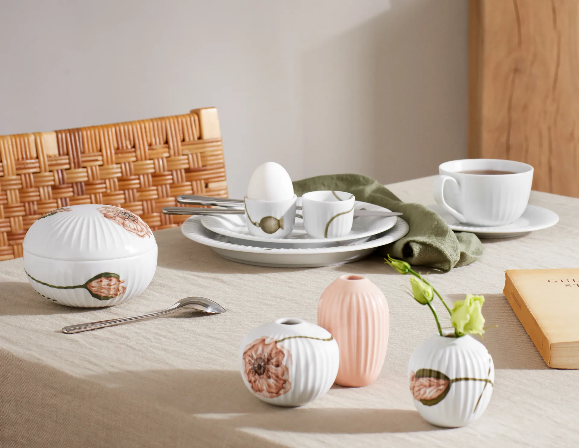 Vase miniature Hammershøi Poppy 3 Pièces, Blanc-détails Kähler