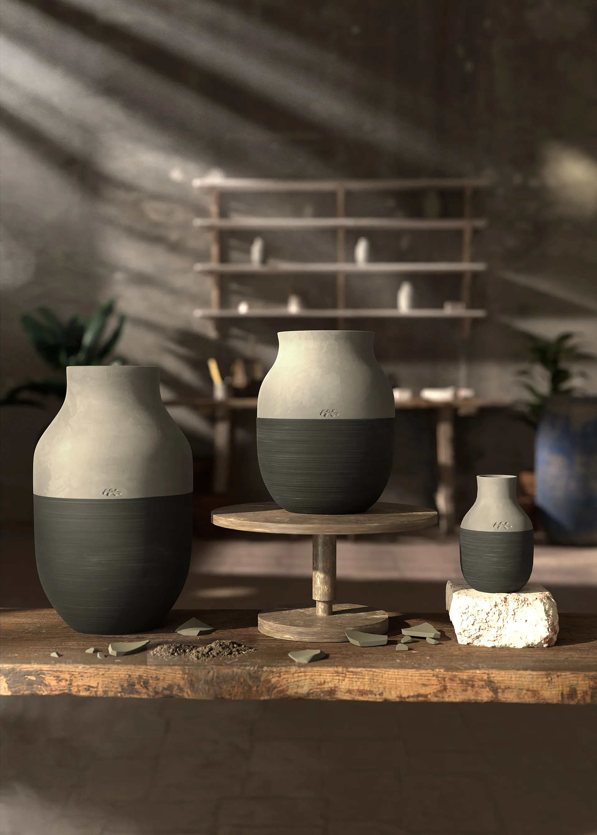 Vase Omaggio Circulare H31 cm, Anthracite Gris Kähler