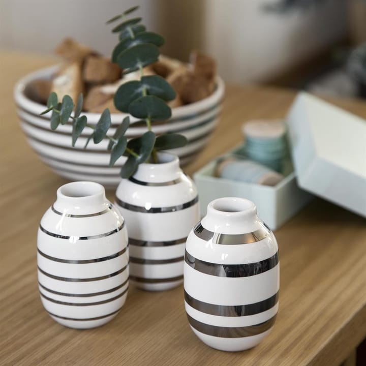 Vase Omaggio miniature lot de 3, argenté-blanc Kähler