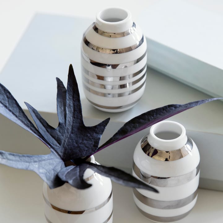 Vase Omaggio miniature lot de 3, argenté-blanc Kähler