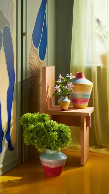 Vase Poppery 20,5 cm - Mint-pink - Kähler