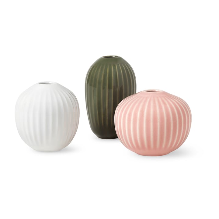 Vases miniatures Hammershøi lot de 3 - Vert foncé-nude-blanc - Kähler