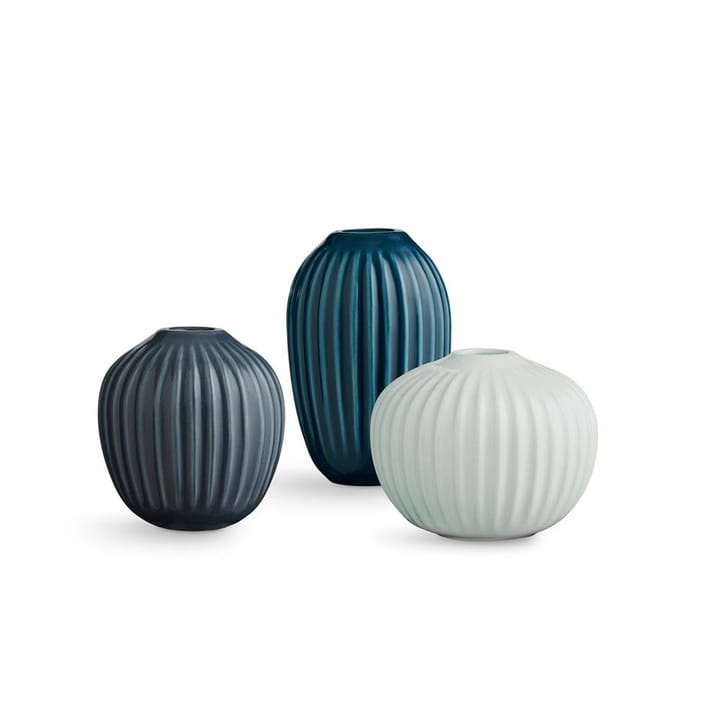 Vases miniatures Hammershøi lot de 3 - Vert menthe-bleu-gris anthracite - Kähler