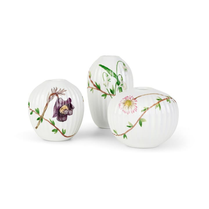 Vases miniatures Hammershøi Spring 3 Pièces, Blanc-détails Kähler