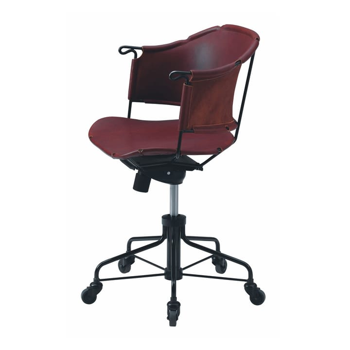 Chaise de bureau Sheriff - Cuir Tärnsjö brun-piètement noir laqué - Källemo