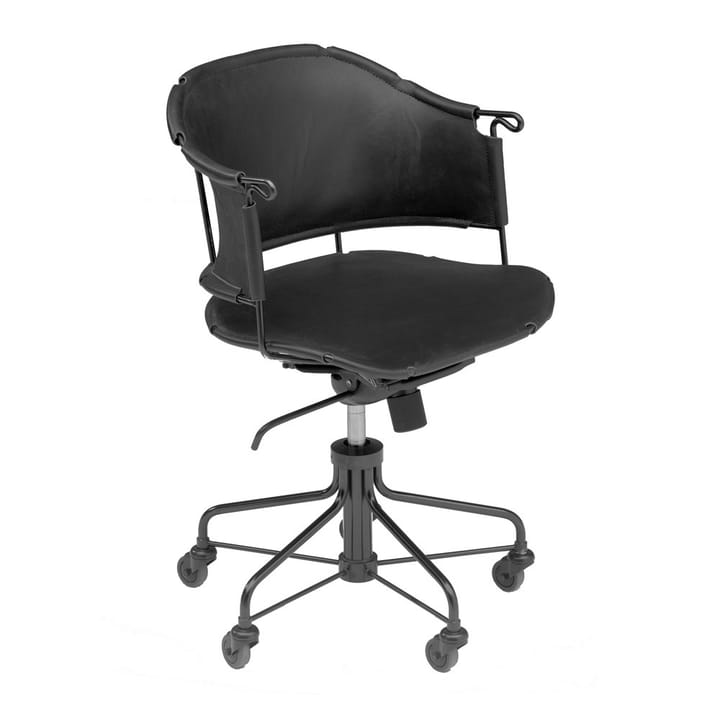 Chaise de bureau Sheriff - Cuir Tärnsjö noir-piètement noir laqué - Källemo