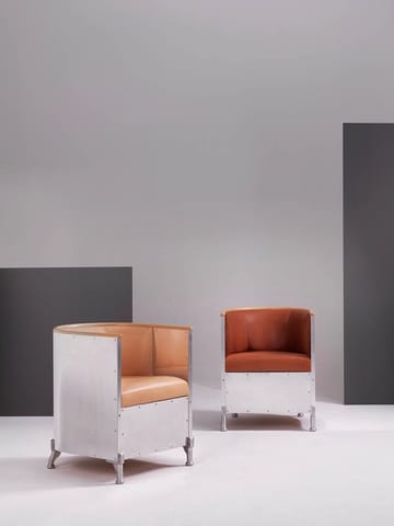 Fauteuil aluminium brossé mat - Cuir Tärnsjö noir-noyer - Källemo
