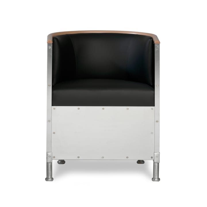 Fauteuil aluminium brossé mat - Cuir Tärnsjö noir-noyer - Källemo