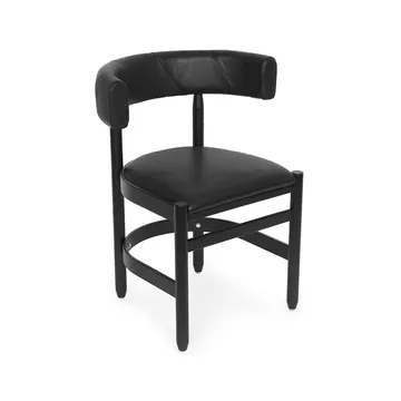 Fauteuil Botero - Cuir Tärnsjö 8175 noir-piètement frêne noir - Källemo