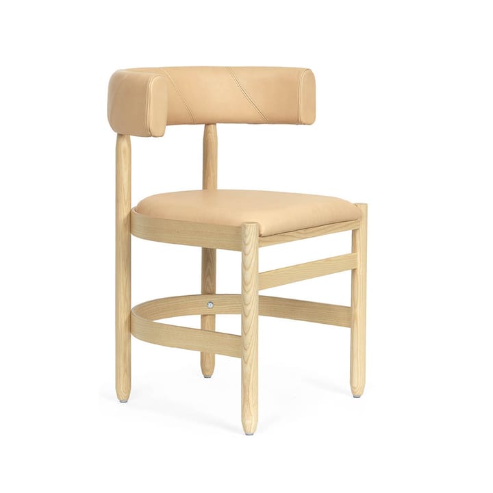 Fauteuil Botero - Cuir Tärnsjö 8800 naturel-piètement frêne laqué - Källemo