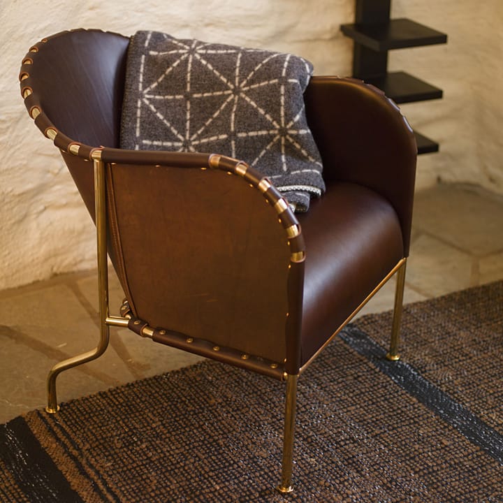 Fauteuil Bruno, Cuir naturel-piètement cuivré Källemo