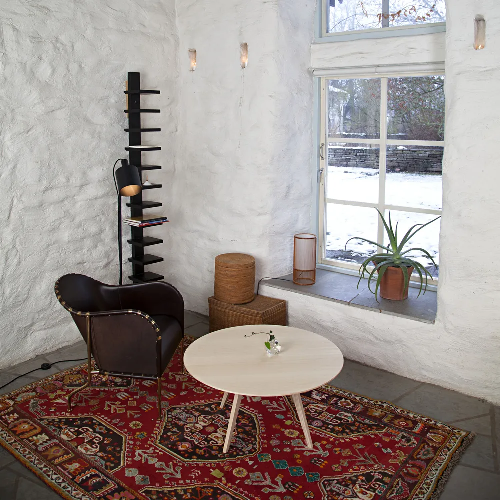 Fauteuil Bruno, Cuir naturel-piètement cuivré Källemo