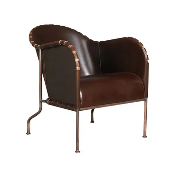 Fauteuil Bruno - Cuir pleine fleur 9208 brun cigare-piètement cuivré - Källemo