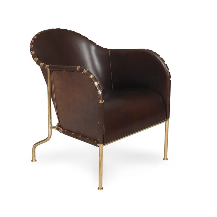 Fauteuil Bruno - Cuir pleine fleur brun cigare-piètement laiton - Källemo