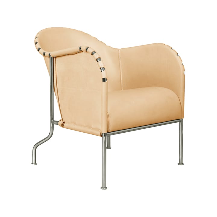 Fauteuil Bruno - Cuir pleine fleur naturel-chrome - Källemo