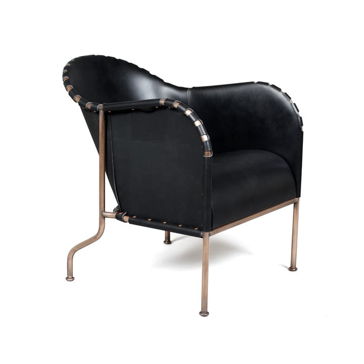 Fauteuil Bruno - Cuir pleine fleur noir-piètement cuivré - Källemo
