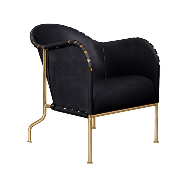 Fauteuil Bruno - Cuir pleine fleur noir-piètement laiton - Källemo