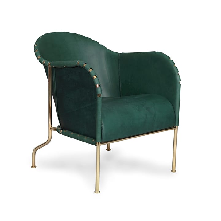 Fauteuil Bruno - Cuir pleine fleur vert bouteille-piètement laiton - Källemo