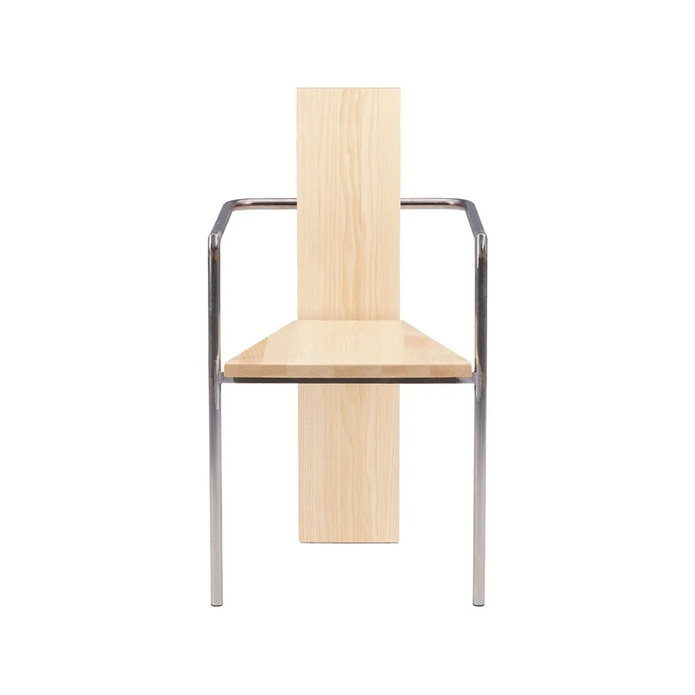 Fauteuil Concrete, Frêne-piètement acier brut Källemo