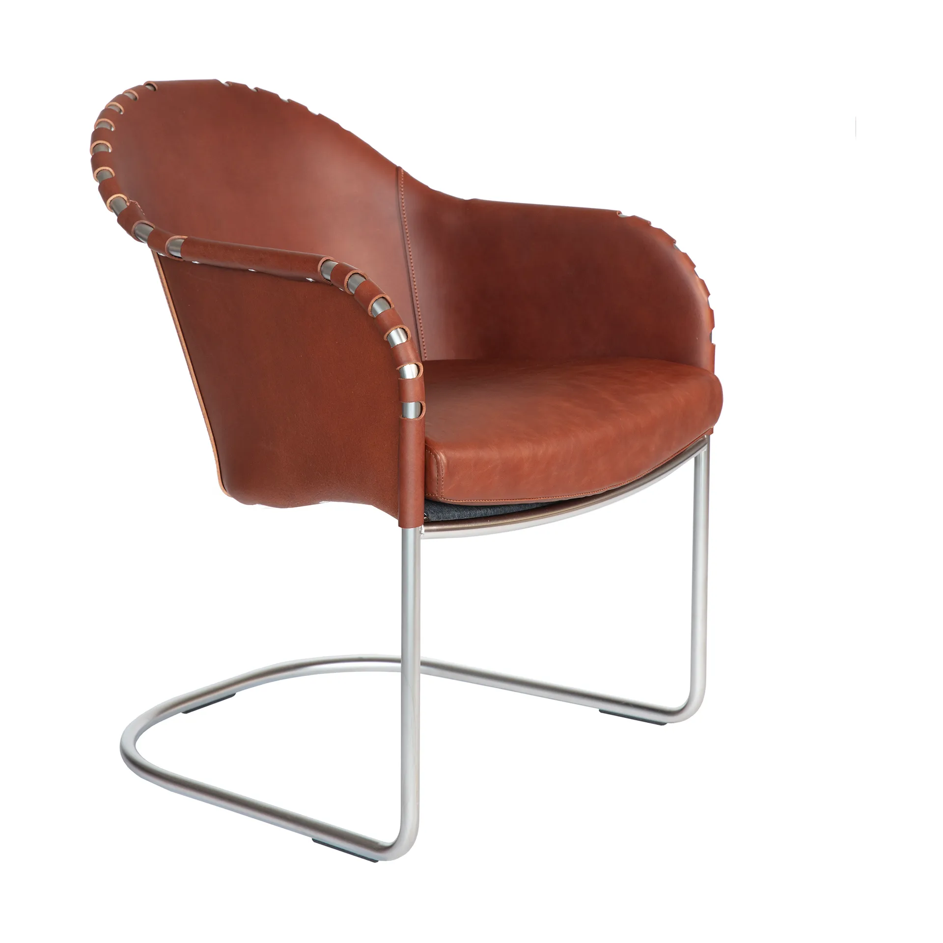 Fauteuil Star, Cuir brun vintage-chrome mat Källemo