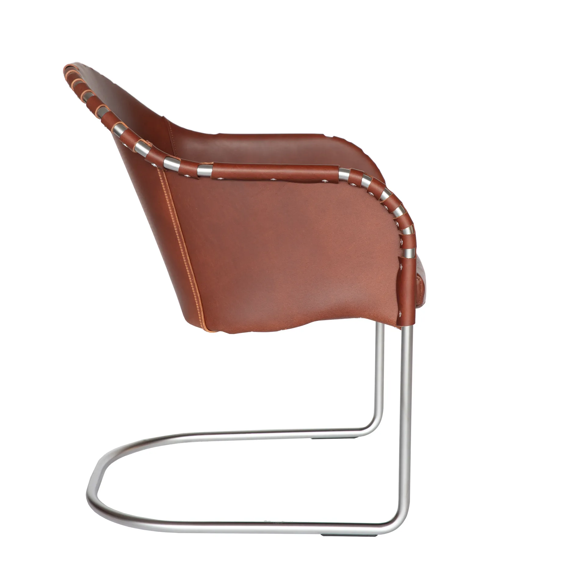 Fauteuil Star, Cuir brun vintage-chrome mat Källemo