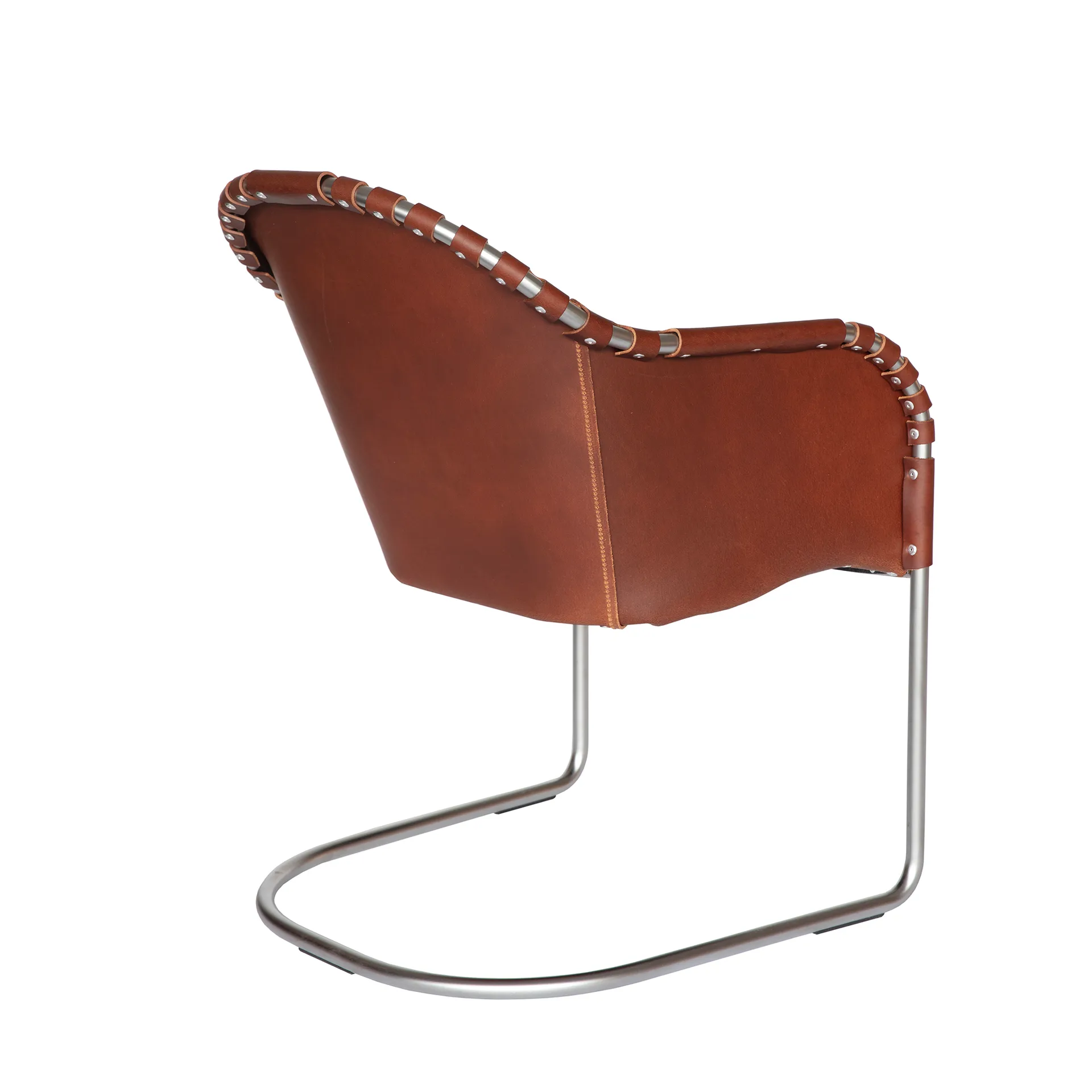 Fauteuil Star, Cuir brun vintage-chrome mat Källemo