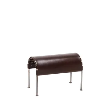Pouf Bruno - Cuir pleine fleur brun cigare-chrome - Källemo