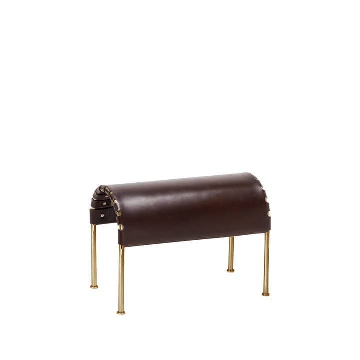 Pouf Bruno - Cuir pleine fleur brun cigare-piètement laiton - Källemo