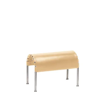 Pouf Bruno - Cuir pleine fleur naturel-piètement chrome - Källemo