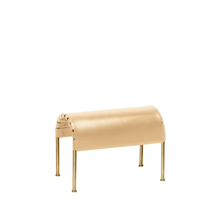 Pouf Bruno - Cuir pleine fleur naturel-piètement laiton - Källemo
