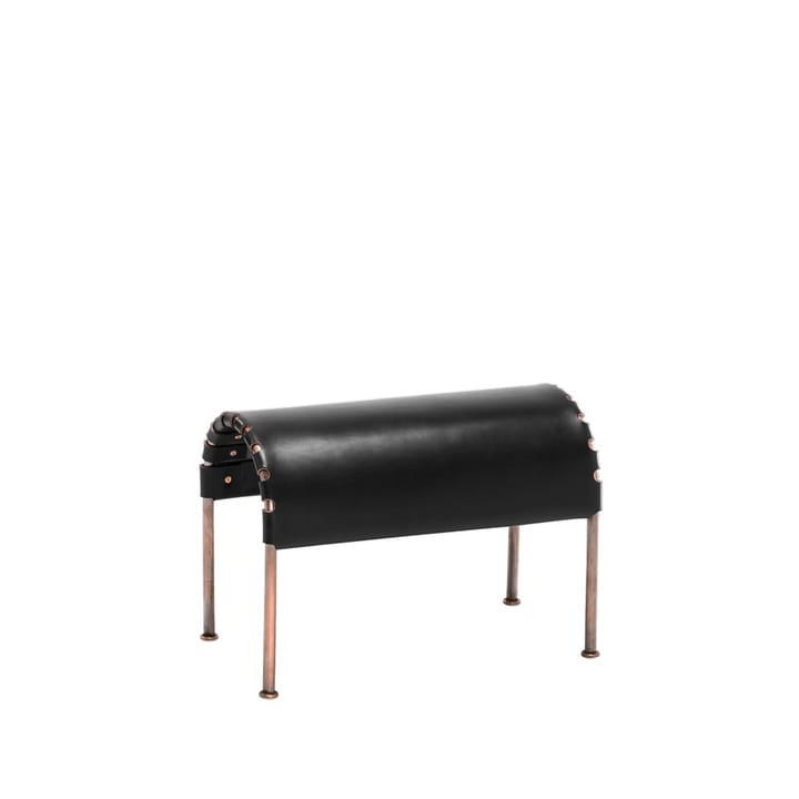 Pouf Bruno - Cuir pleine fleur noir-piètement cuivré - Källemo