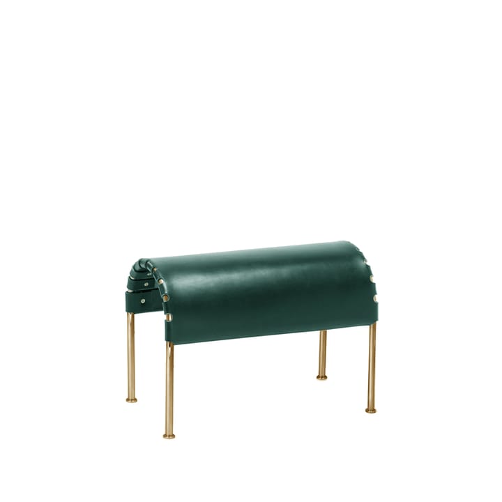 Pouf Bruno - Cuir pleine fleur vert bouteille-piètement laiton - Källemo