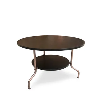 Table Sven - Chêne laqué noir-piètement traité cuivre, Ø80 cm - Källemo