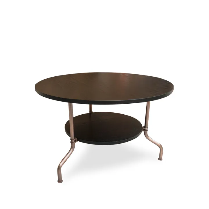 Table Sven - Chêne laqué noir-piètement traité cuivre, Ø80 cm - Källemo