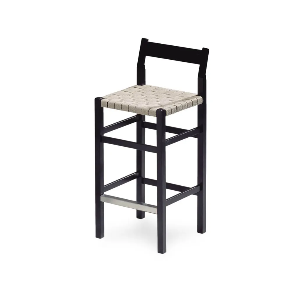 Tabouret de bar Schablon, Sangle naturelle-piètement noir Källemo