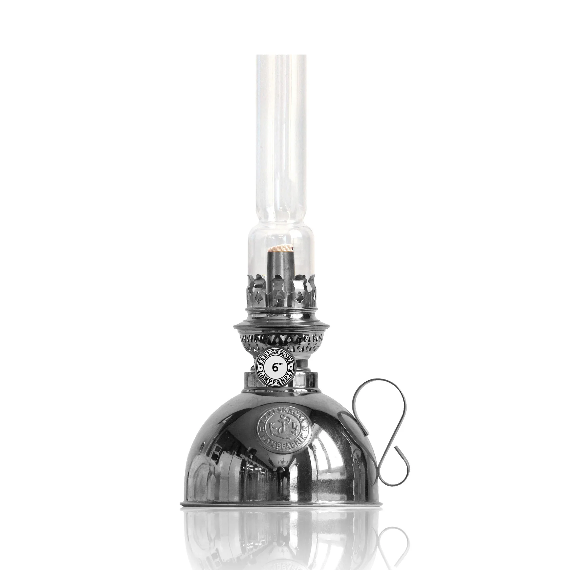 Lampe à pétrole Nattlampa, nickel Karlskrona Lampfabrik