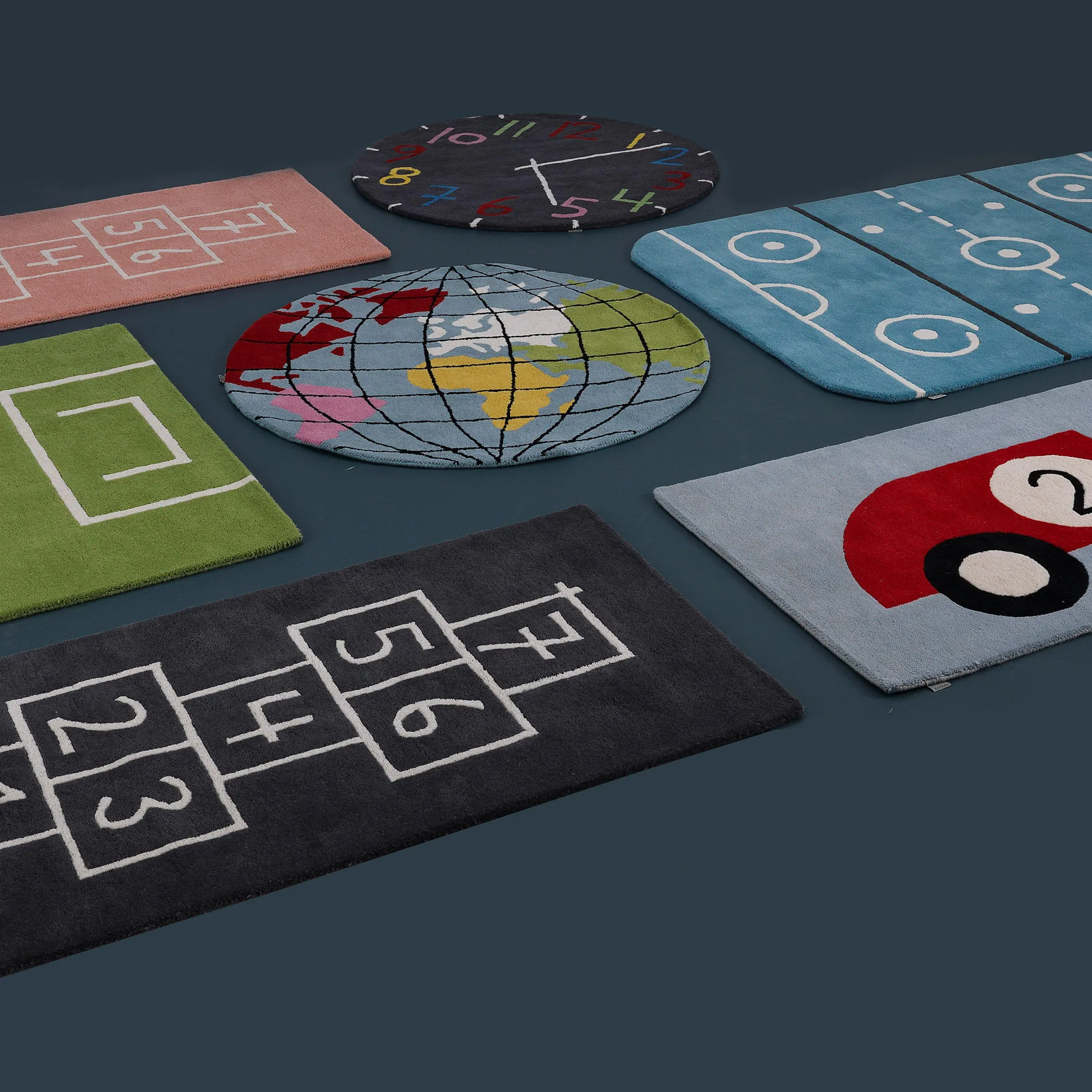 Tapis Earth Ø130 cm, Bleu Kateha