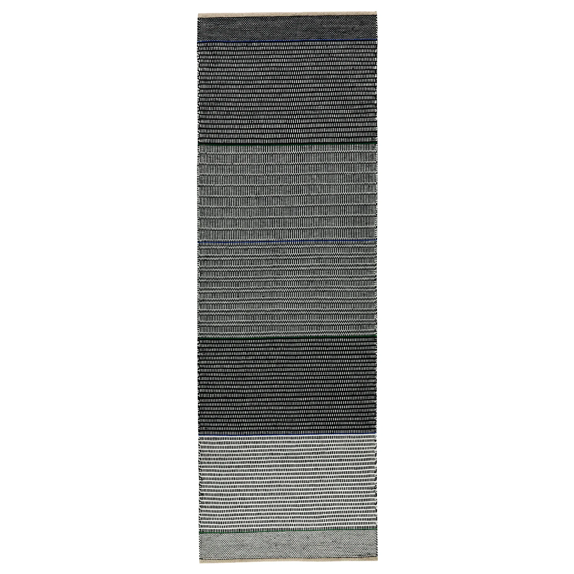 Tapis en laine Tribulus One 80x250cm, Noir, blanc, bleu, vert Kateha